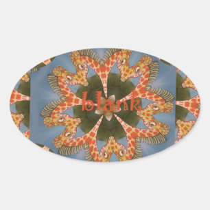 Giraffe Abstracte kunst Print Ovale Sticker