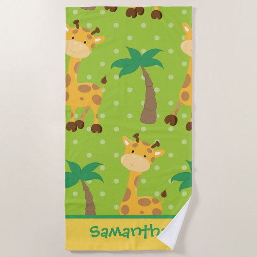 Giraffe Adventure met palmbomen Strandlaken (Voorkant)