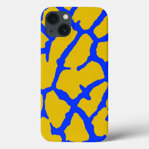 Giraffe Afdruk Geel Blauw iPhone 13 Hoesje