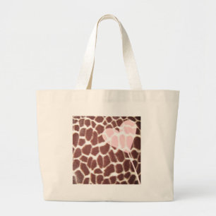 Giraffe Afdrukhart Grote Tote Bag
