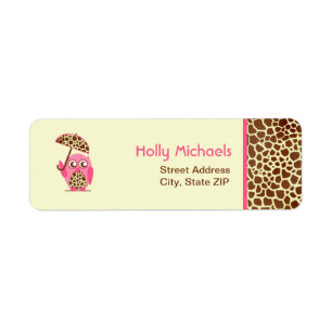 Giraffe Afdrukken en roze Baby showers labels