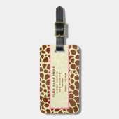 Giraffe Afdrukken en roze Bagagelabel (Voorkant verticaal)
