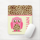 Giraffe Afdrukken & Roze Owl Aangepaste Mousepad Muismat (Met muis)