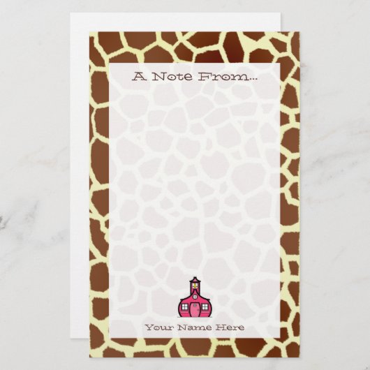 Giraffe Afdrukleraarschap Briefpapier (Voorkant / Achterkant)