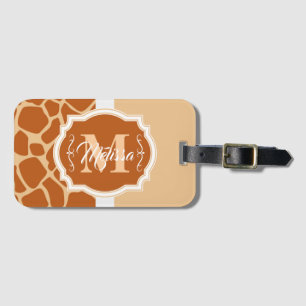 Giraffe Afdrukmonogram Bagagelabel