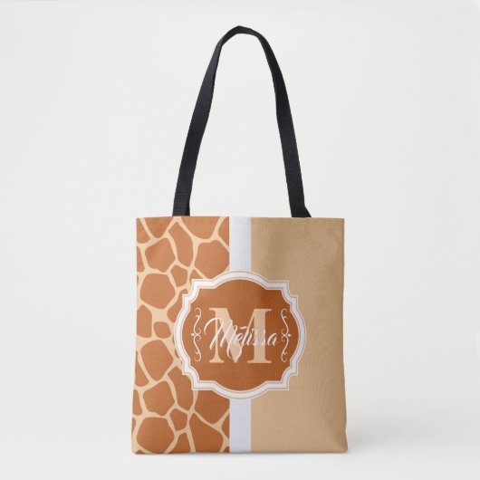 Giraffe Afdrukmonogram Draagtas (Voorkant)