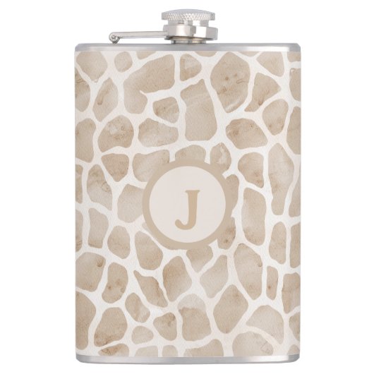 Giraffe Afdrukmonogram Heupfles (Voorkant)