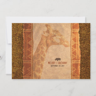 Giraffe African Safari Wedding Invitation Kaart