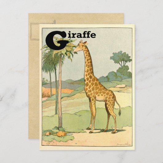 Giraffe Alphabet Animal Briefkaart (Voorkant / Achterkant)