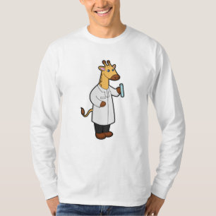 Giraffe als arts met testbuis t-shirt