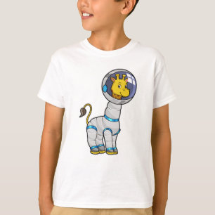 Giraffe als astronaut in de glazen sfeer t-shirt