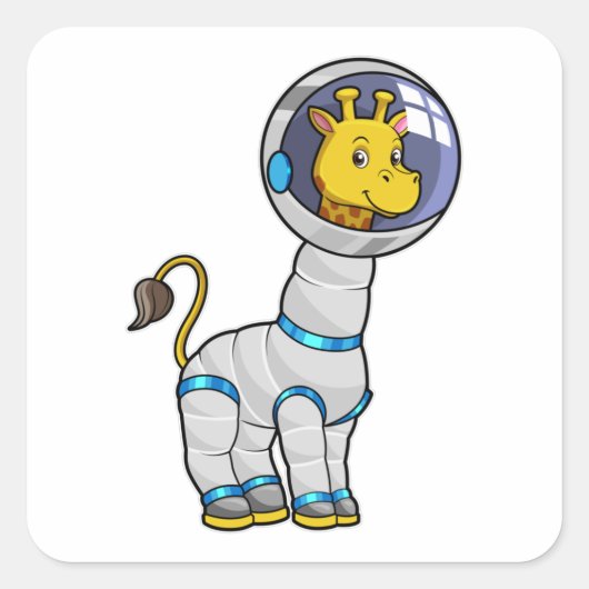 Giraffe als astronaut in de glazen sfeer vierkante sticker (Voorkant)