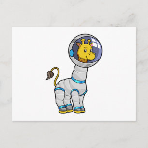 Giraffe als astronaut in glazen bol briefkaart