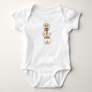 Giraffe als astronaut in kostuum romper