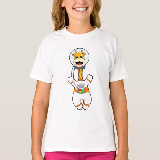Giraffe als astronaut in kostuum t-shirt (Voorkant)