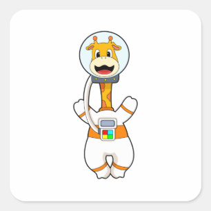 Giraffe als astronaut in kostuum vierkante sticker