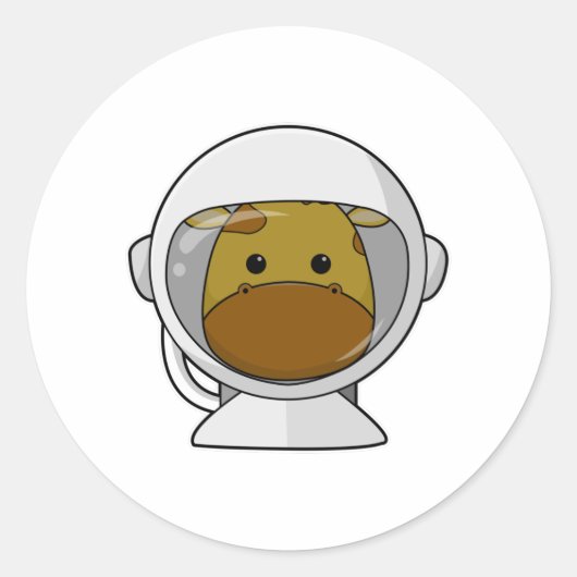 Giraffe als astronaut met Helmet Ronde Sticker (Voorkant)