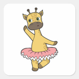 Giraffe als Ballerina bij Ballet met Skirt Vierkante Sticker