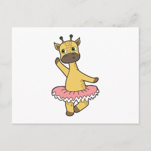 Giraffe als ballerina op ballet met rok briefkaart (Voorkant)