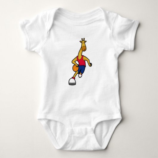 Giraffe als Basketball-speler met Basketball Romper (Voorkant)