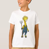 Giraffe als boer met Pitchfork T-shirt (Voorkant)