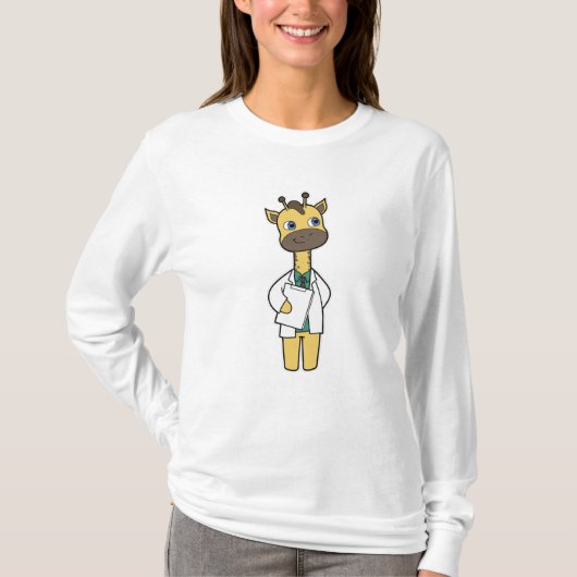 Giraffe als Doctor met Notitieblok T-shirt (Voorkant)