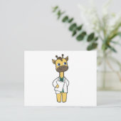 Giraffe als dokter met notitieblok briefkaart (Staand voorkant)