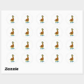 Giraffe als duiker met zwembril en lippers ronde sticker (Vel)