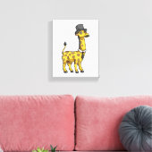 Giraffe als Gentleman met Pet, Stropdas en Mustach Canvas Afdruk (Insitu (Woonkamer))