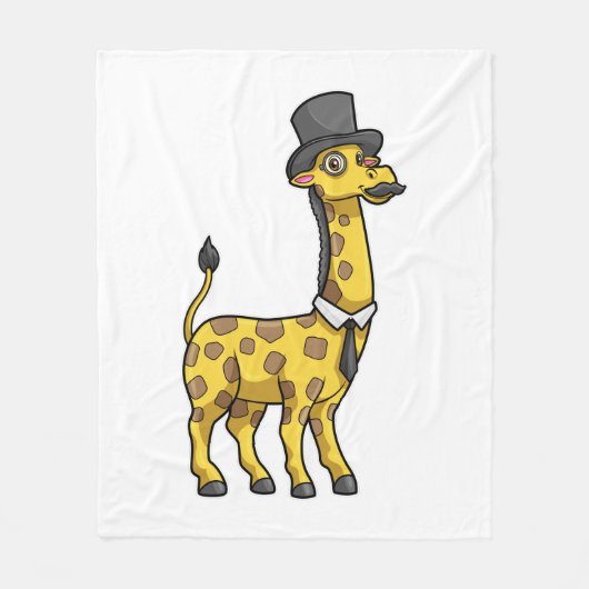 Giraffe als Gentleman met Pet, Stropdas en Mustach Fleece Deken (Voorkant)