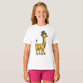 Giraffe als Gentleman met Pet, Stropdas en Mustach T-shirt (Voorkant volledig)