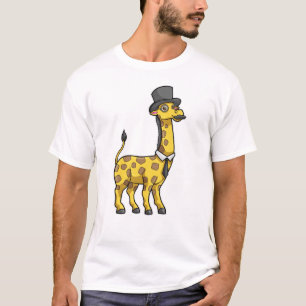 Giraffe als Gentleman met Pet, Stropdas en Mustach T-shirt
