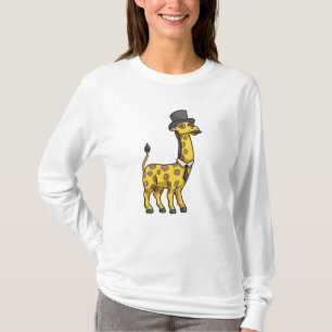Giraffe als Gentleman met Pet, Stropdas en Mustach T-shirt
