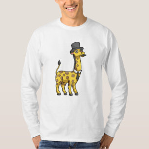 Giraffe als Gentleman met Pet, Stropdas en Mustach T-shirt