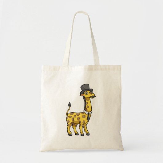 Giraffe als Gentleman met Pet, Stropdas en Mustach Tote Bag (Voorkant)