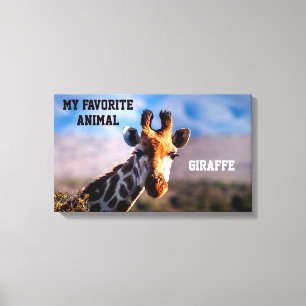 Giraffe als mijn favoriete diersoort canvas afdruk