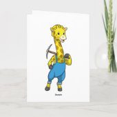 Giraffe als mijnwerker met houweel kaart (Achterkant)