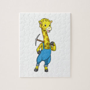 Giraffe als Miner met Pickaxe Legpuzzel
