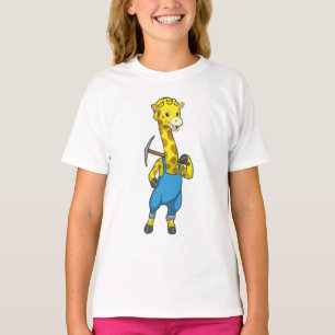 Giraffe als Miner met Pickaxe T-shirt