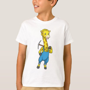 Giraffe als Miner met Pickaxe T-shirt