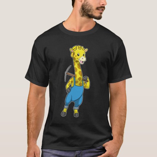 Giraffe als Miner met Pickaxe T-shirt (Voorkant)