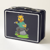 Giraffe als Schilder met de borstel van de Verf (Achterkant)