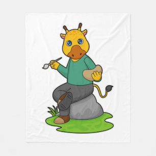 Giraffe als Schilder met de borstel van de Verf Fleece Deken