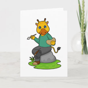 Giraffe als Schilder met de borstel van de Verf Kaart