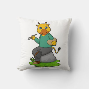 Giraffe als Schilder met de borstel van de Verf Kussen