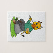 Giraffe als Schilder met de borstel van de Verf Legpuzzel (Horizontaal)