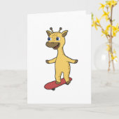 Giraffe als Skater met Skateboard Kaart (Gele Bloem)