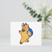 Giraffe als student met rugzak briefkaart (Staand voorkant)