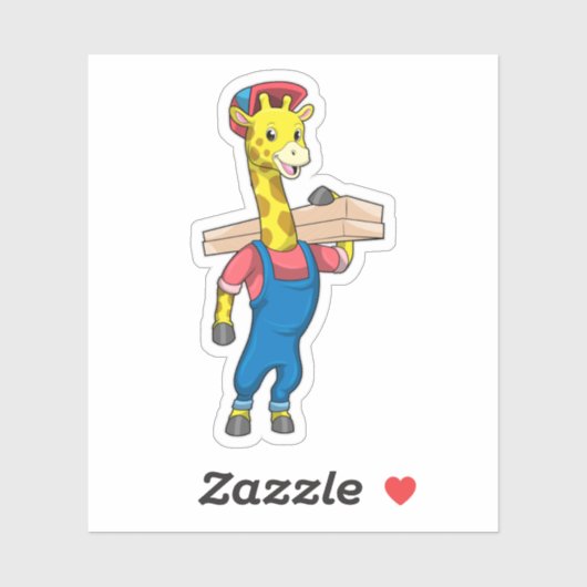 Giraffe als timmerman met hout sticker (Vel)