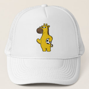 Giraffe als Voetbalspeler met Voetbal Trucker Pet